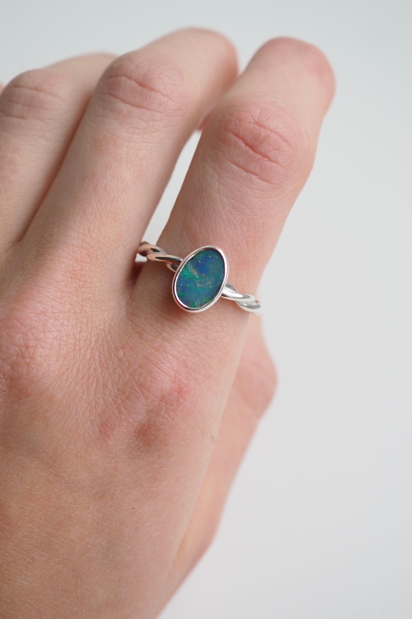 Ocean Blue Twisted Ring - Size O