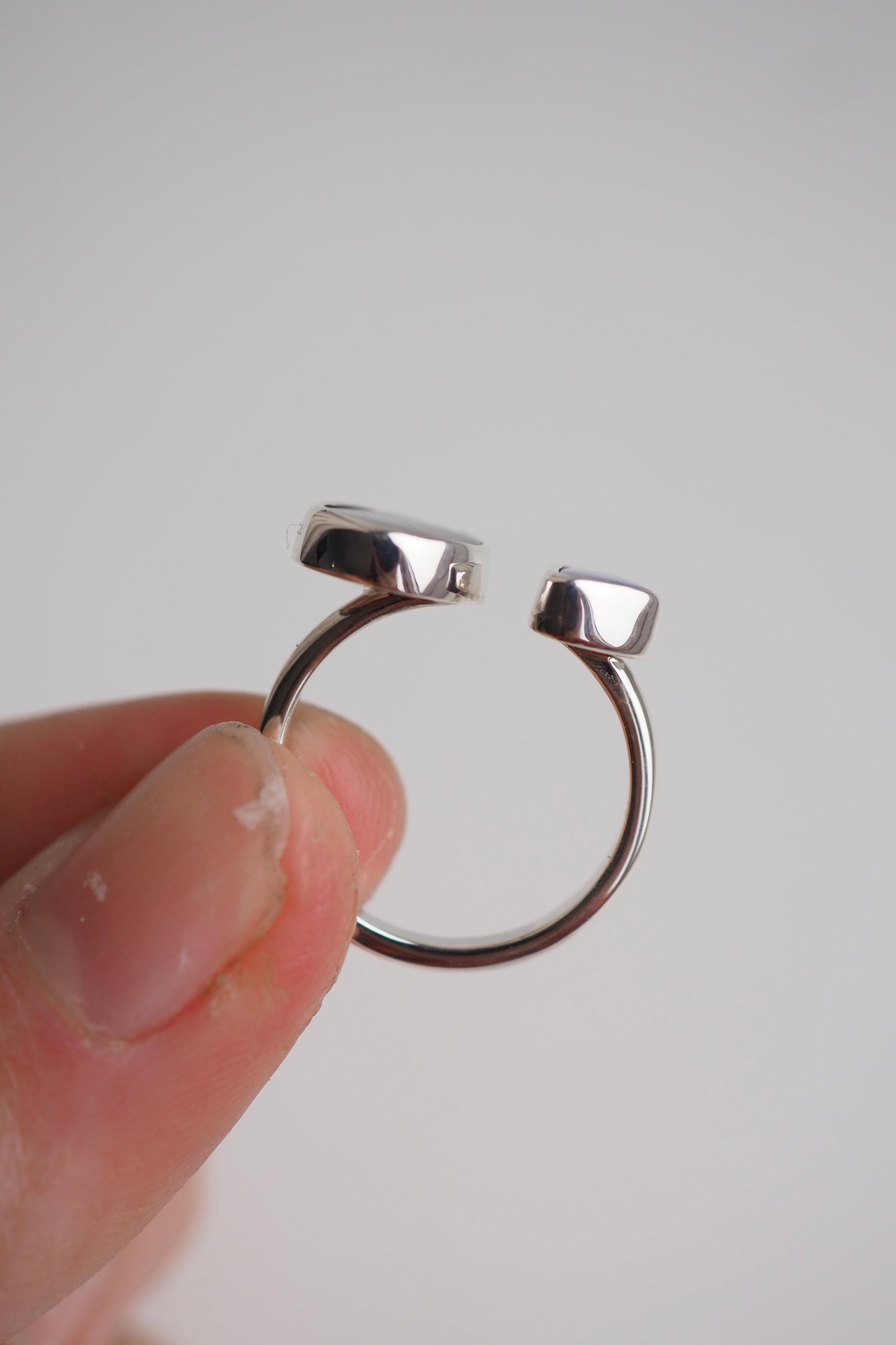 Double Blue Boulder Opal Open Ring - Size K