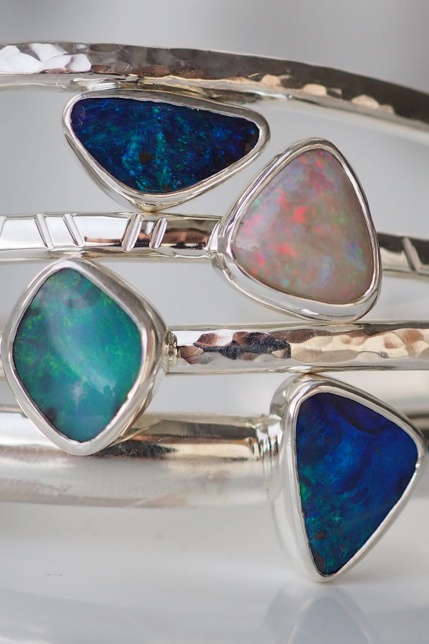 White Australian Opal Cuff Bracelet