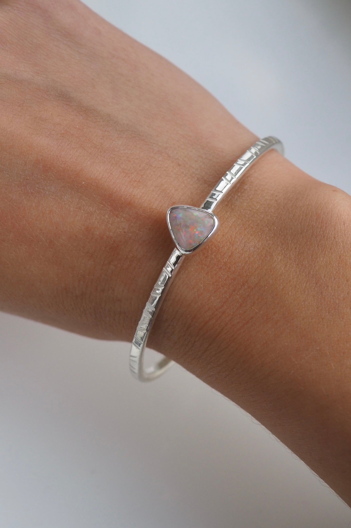 White Australian Opal Cuff Bracelet