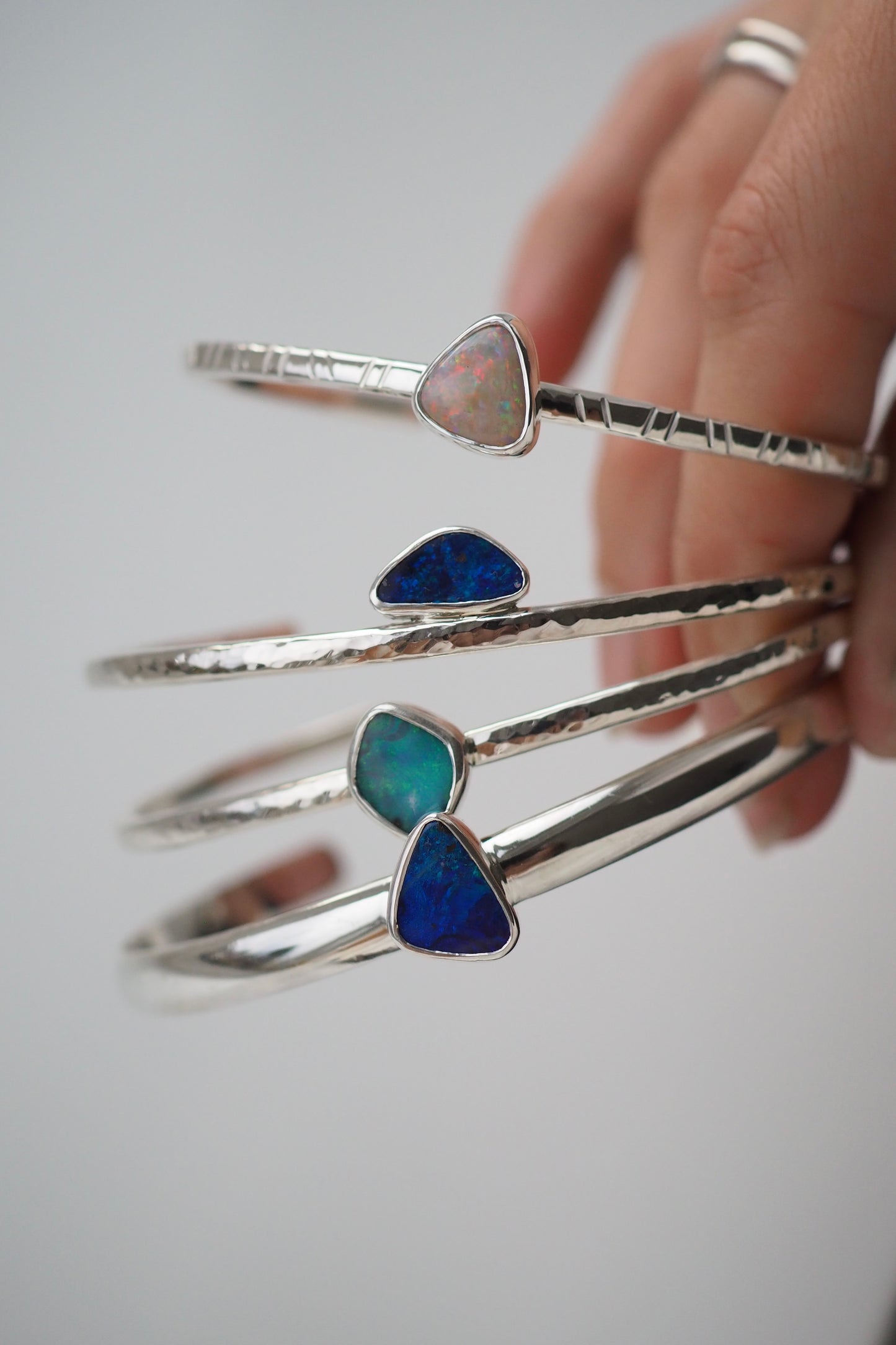 White Australian Opal Cuff Bracelet