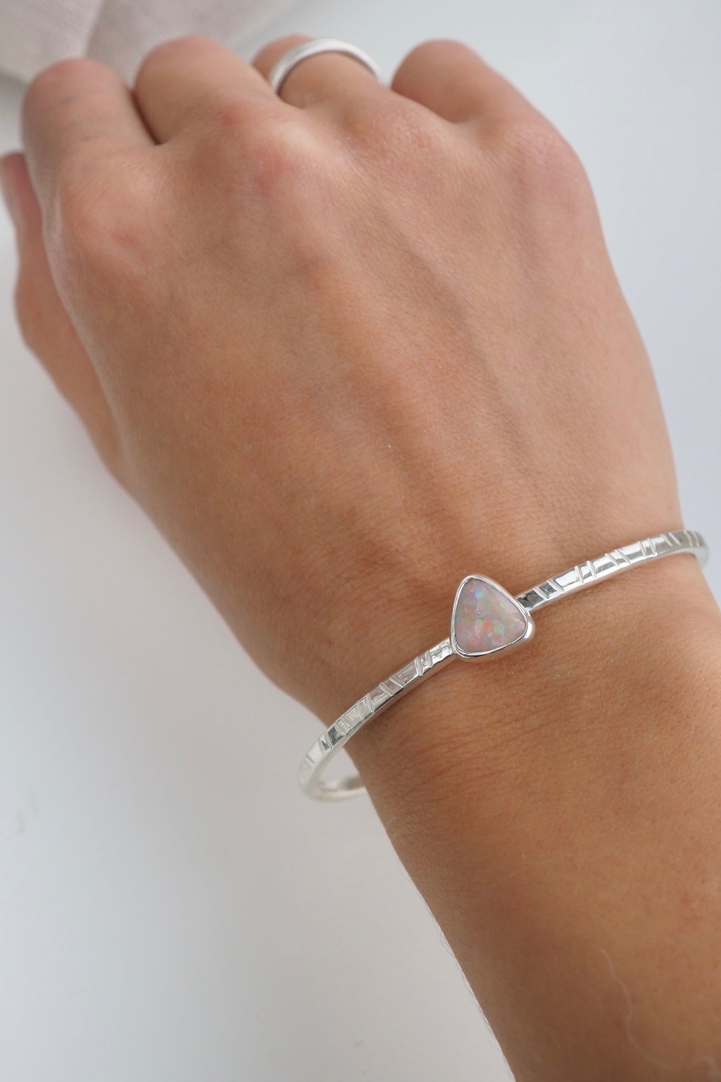 White Australian Opal Cuff Bracelet