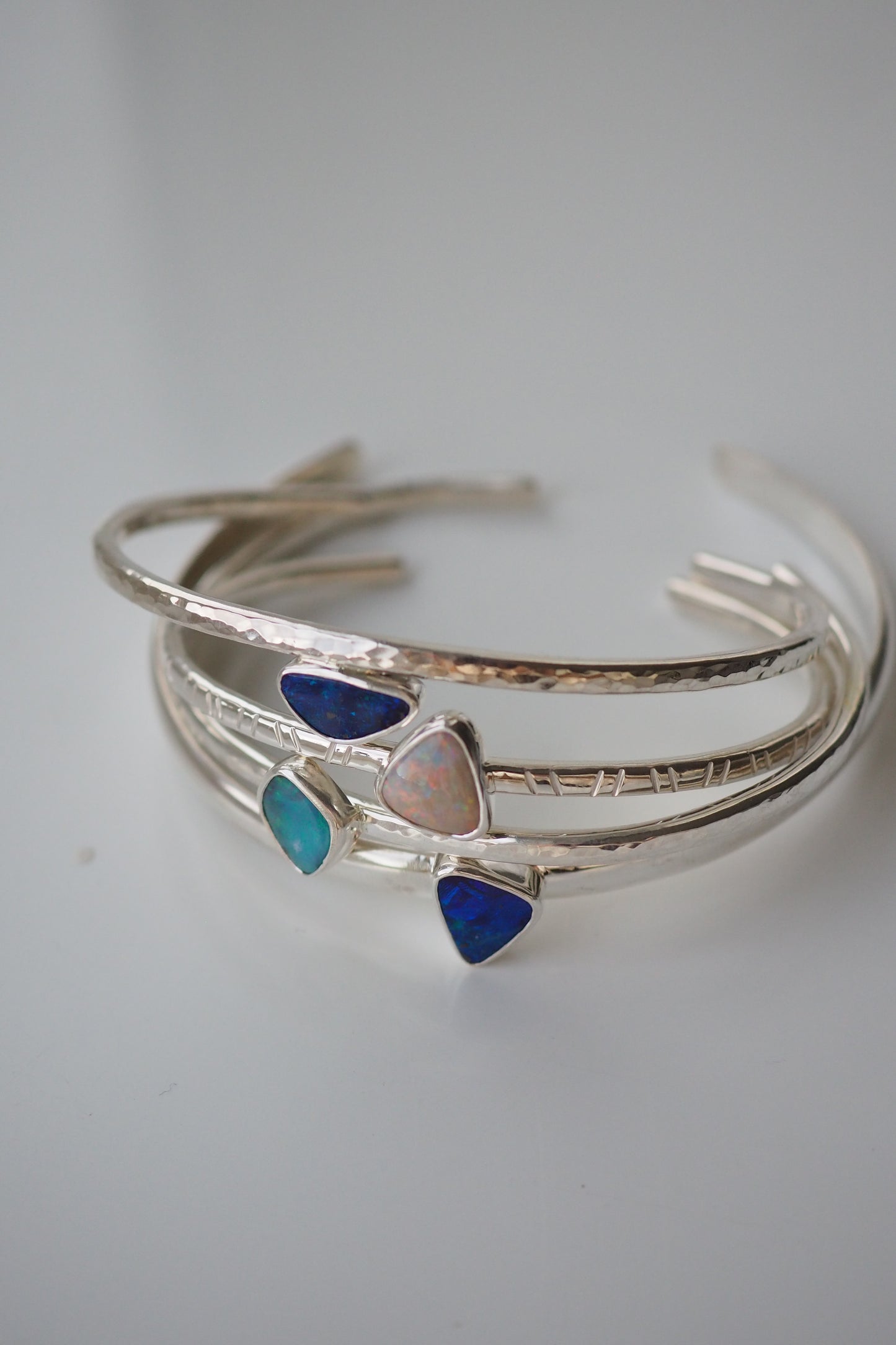 White Australian Opal Cuff Bracelet