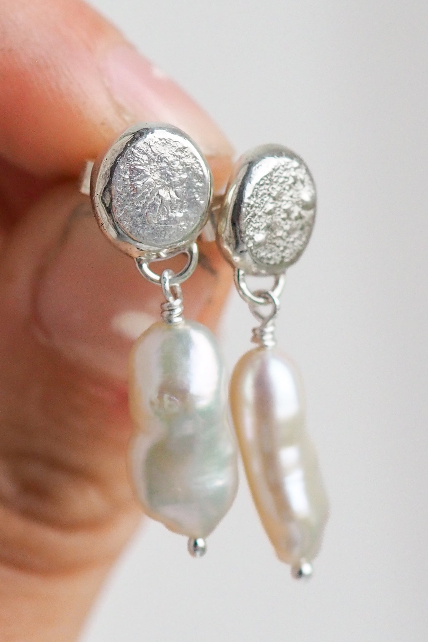 Organic Pebble Pearl Danglies