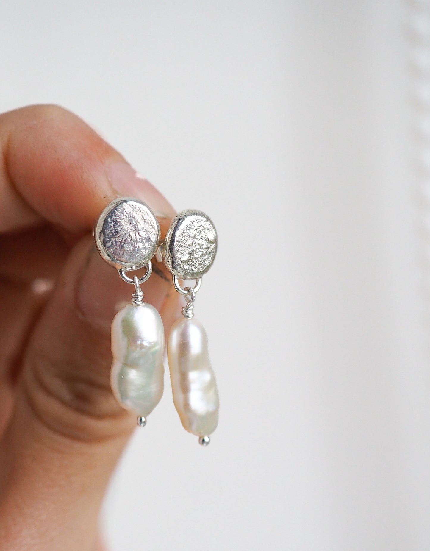 Organic Pebble Pearl Danglies